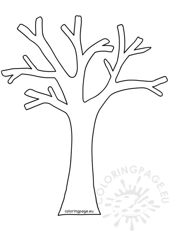Autumn coloring tree without leaves coloring page