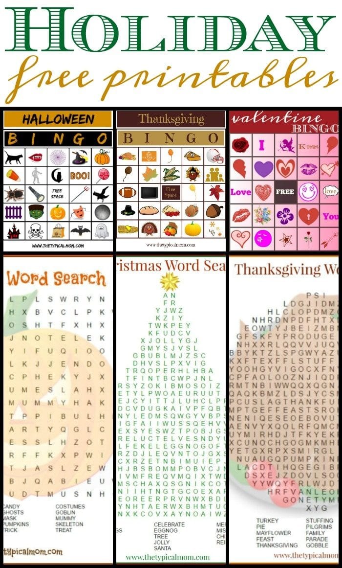 Free holiday printables for families