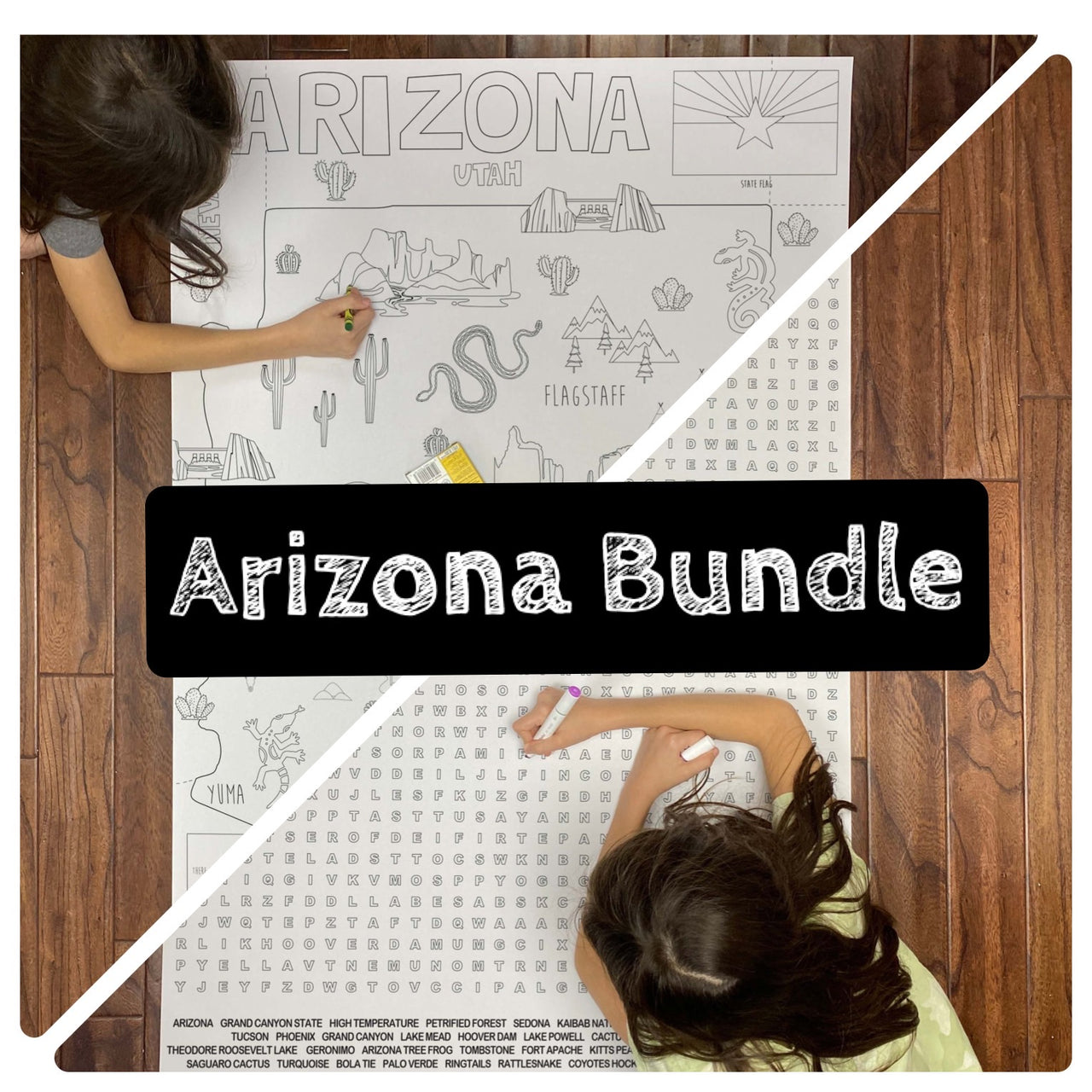 Arizona state bundle coloring and word search â