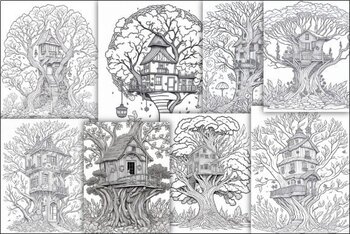 Treehouse coloring pages set by think n teach tpt