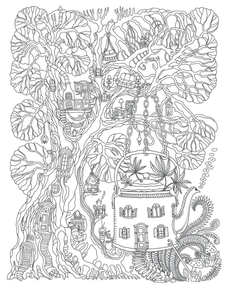 Free tree house coloring pages for download printable pdf