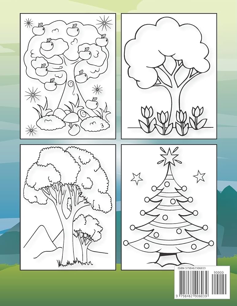Tree coloring book for kids an easy coloring book and activity book for kids ages