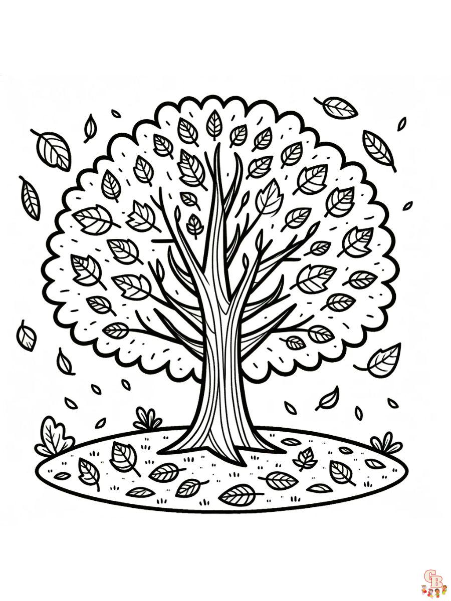 Free fall coloring pages printable for kids and adults