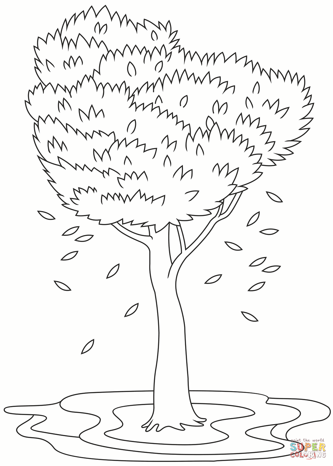 Fall tree coloring page free printable coloring pages