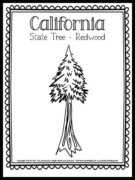 California coloring page state tree redwood free printable â the art kit