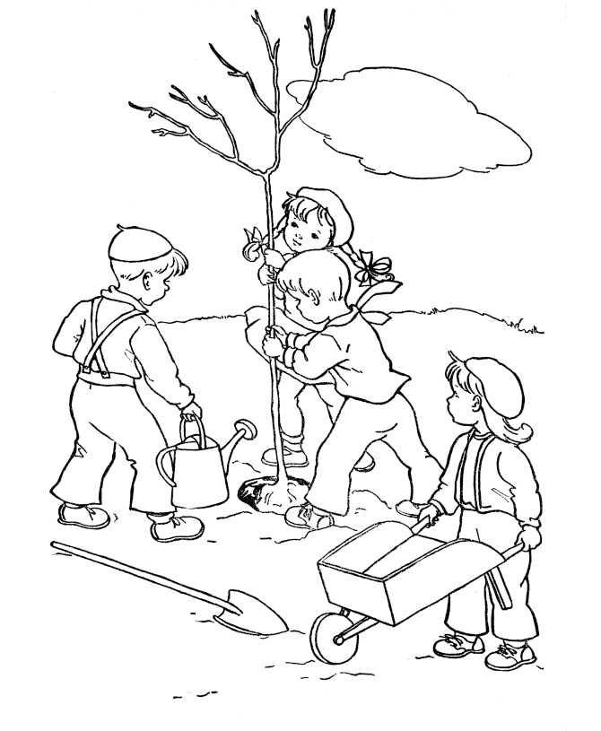 Arbor day tree coloring pages