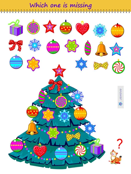 Logic puzzle game children adults which one toys missing christmas stock vector by nataljacernecka