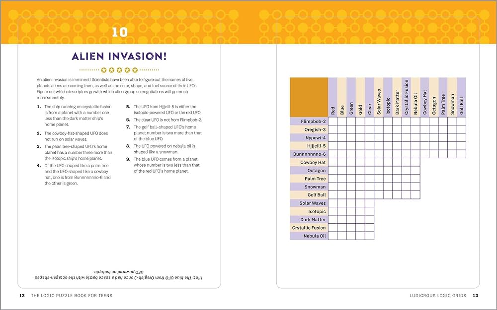 The logic puzzle book for teens challenging brain games and puzzles king chris books