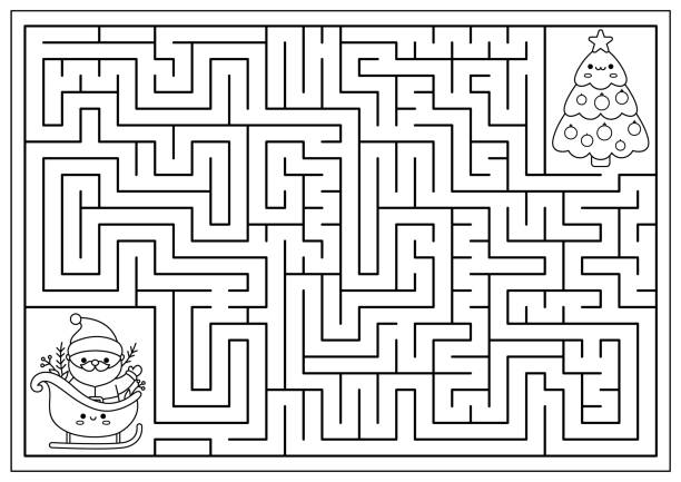 Christmas maze stock illustrations royalty