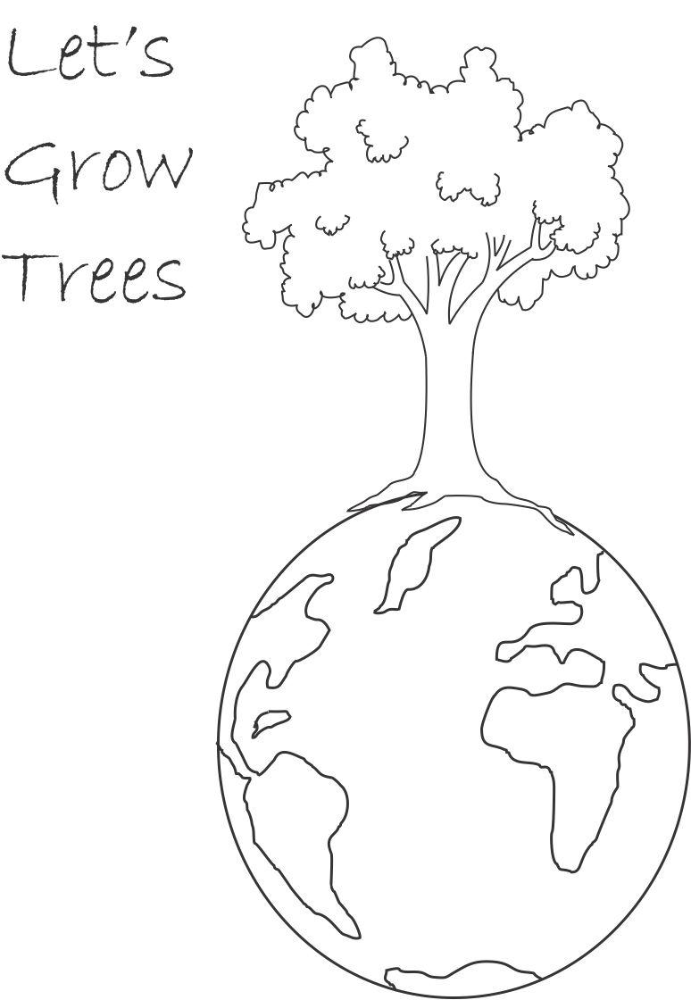 Plant tree printable coloring page for kids