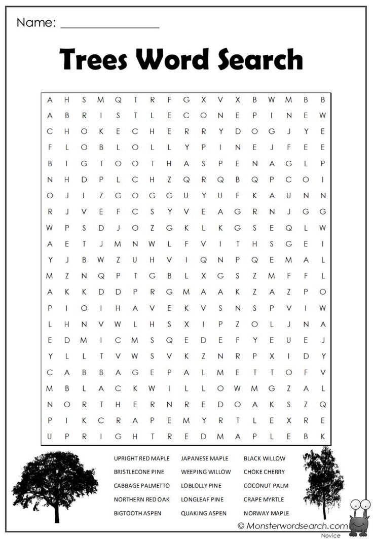 Trees word search free word search puzzles grammar lessons good notes