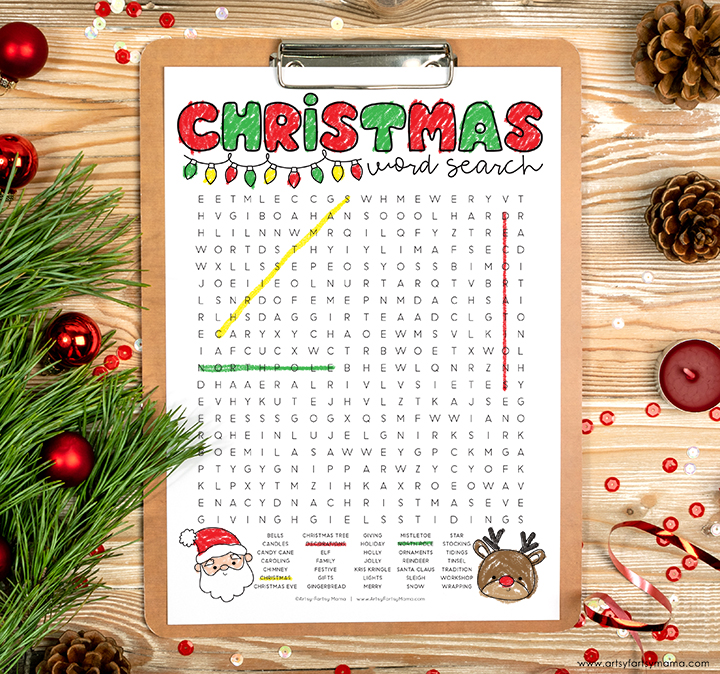 Free printable christmas word search coloring page artsy