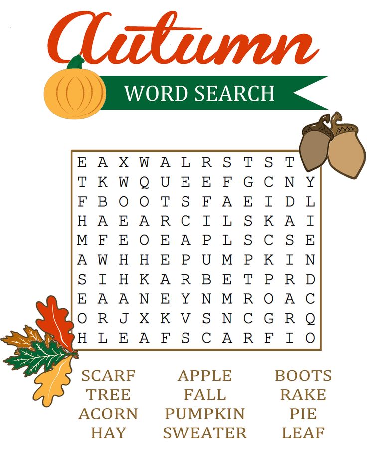 Fall word search