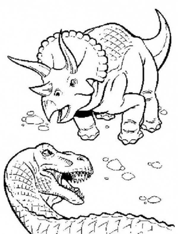 T rex fighting with triceratops coloring page color luna coloring pages character art boy coloring