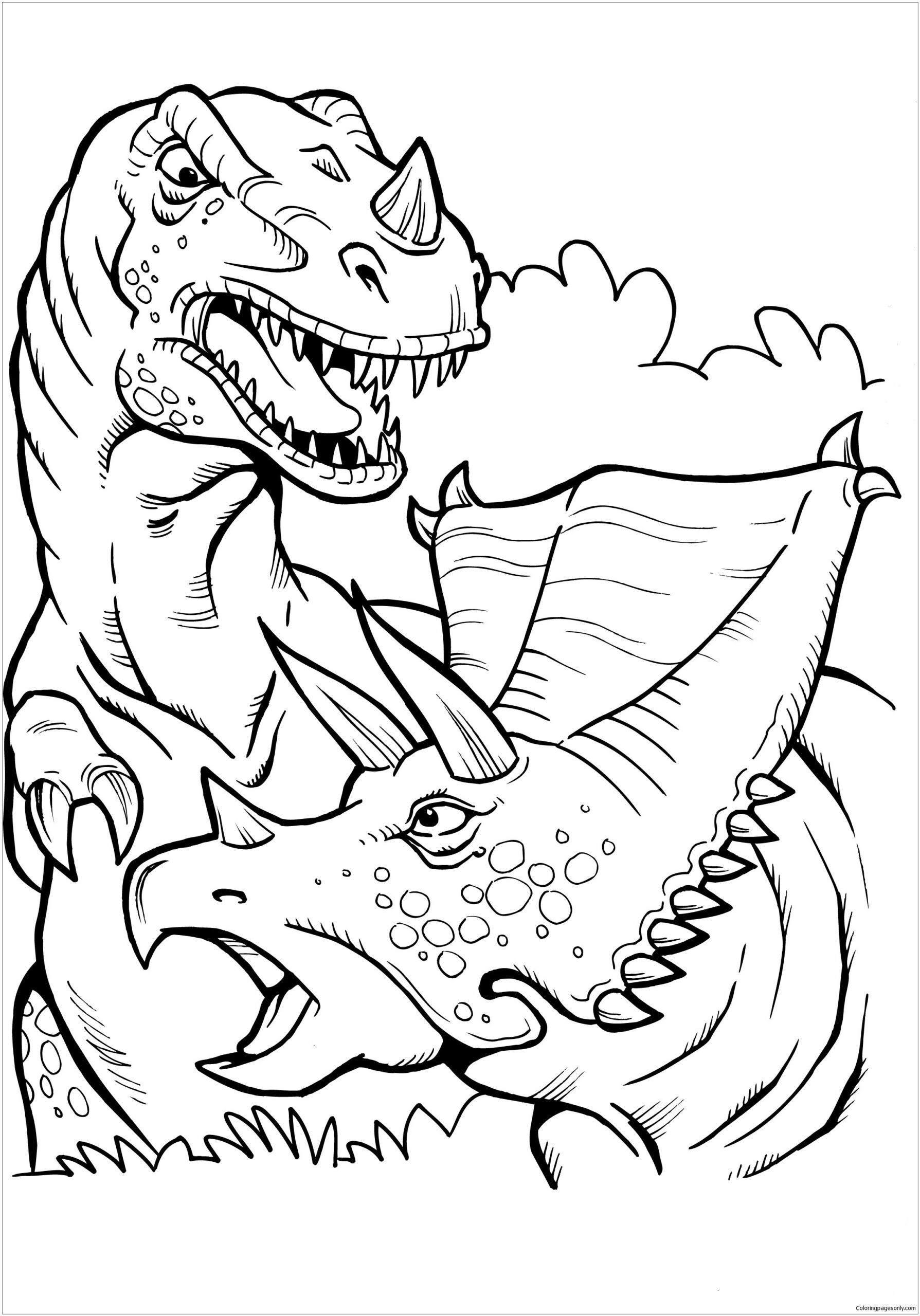 T rex coloring pages pdf for free