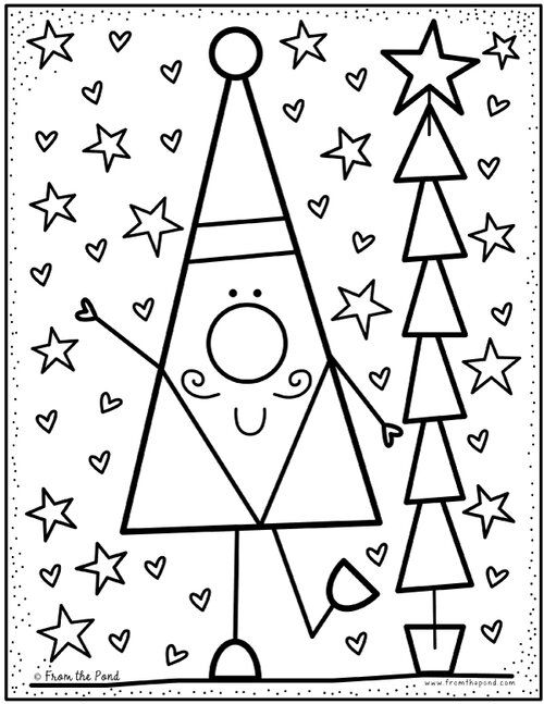 Triangle santa coloring page coloring club â from the pond christmas coloring pages preschool christmas christmas arts and crafts