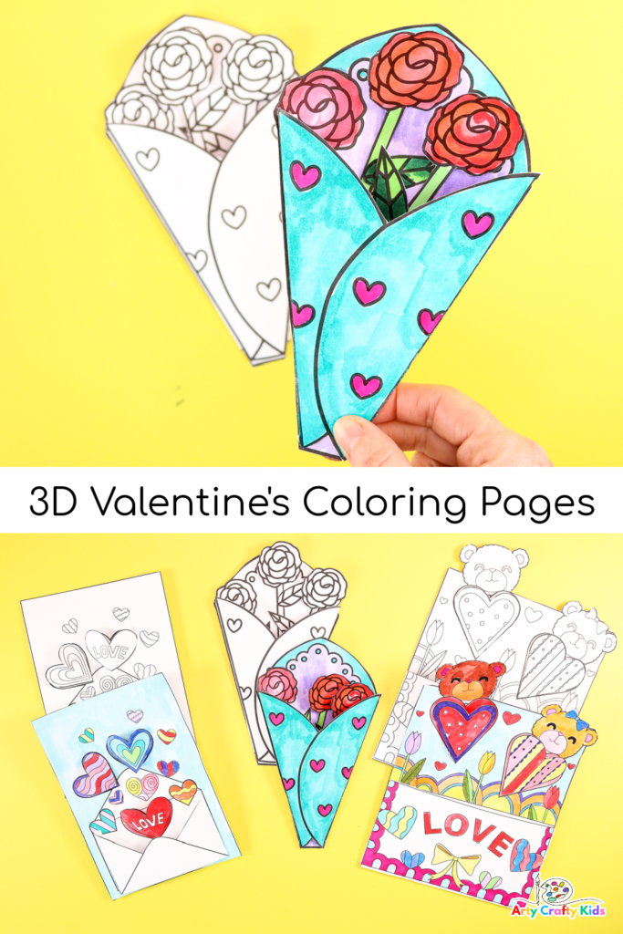 D valentines day coloring pages and crafts