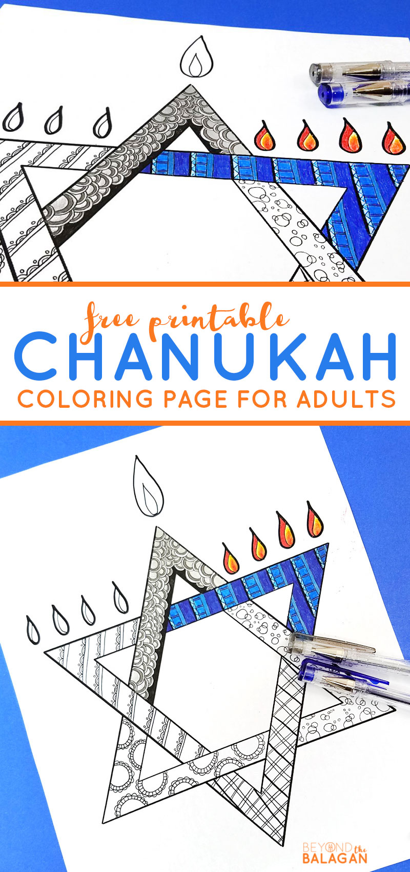 Chanukah coloring page for adults