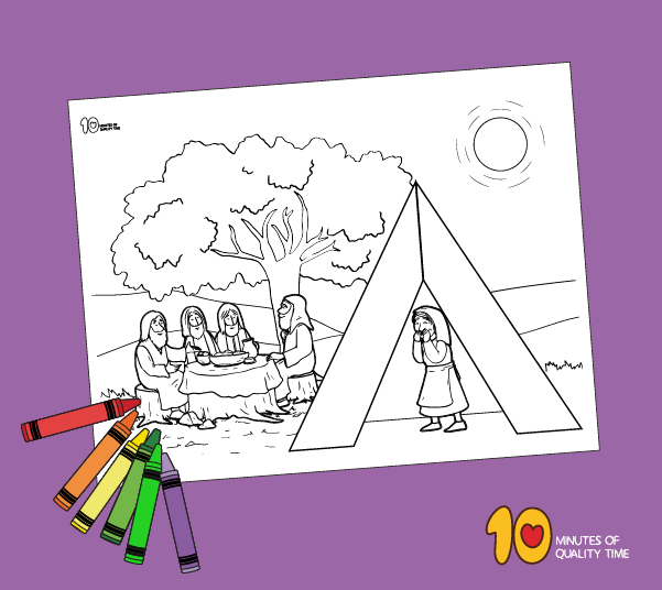 Sarah laughs â abraham and the three visitors coloring page â minutes of quality time