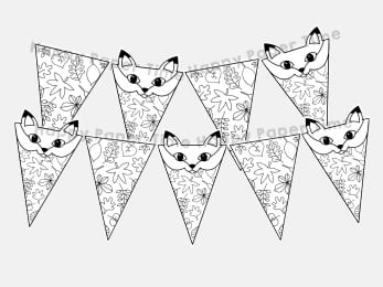 Woodland fox flag garland template printable