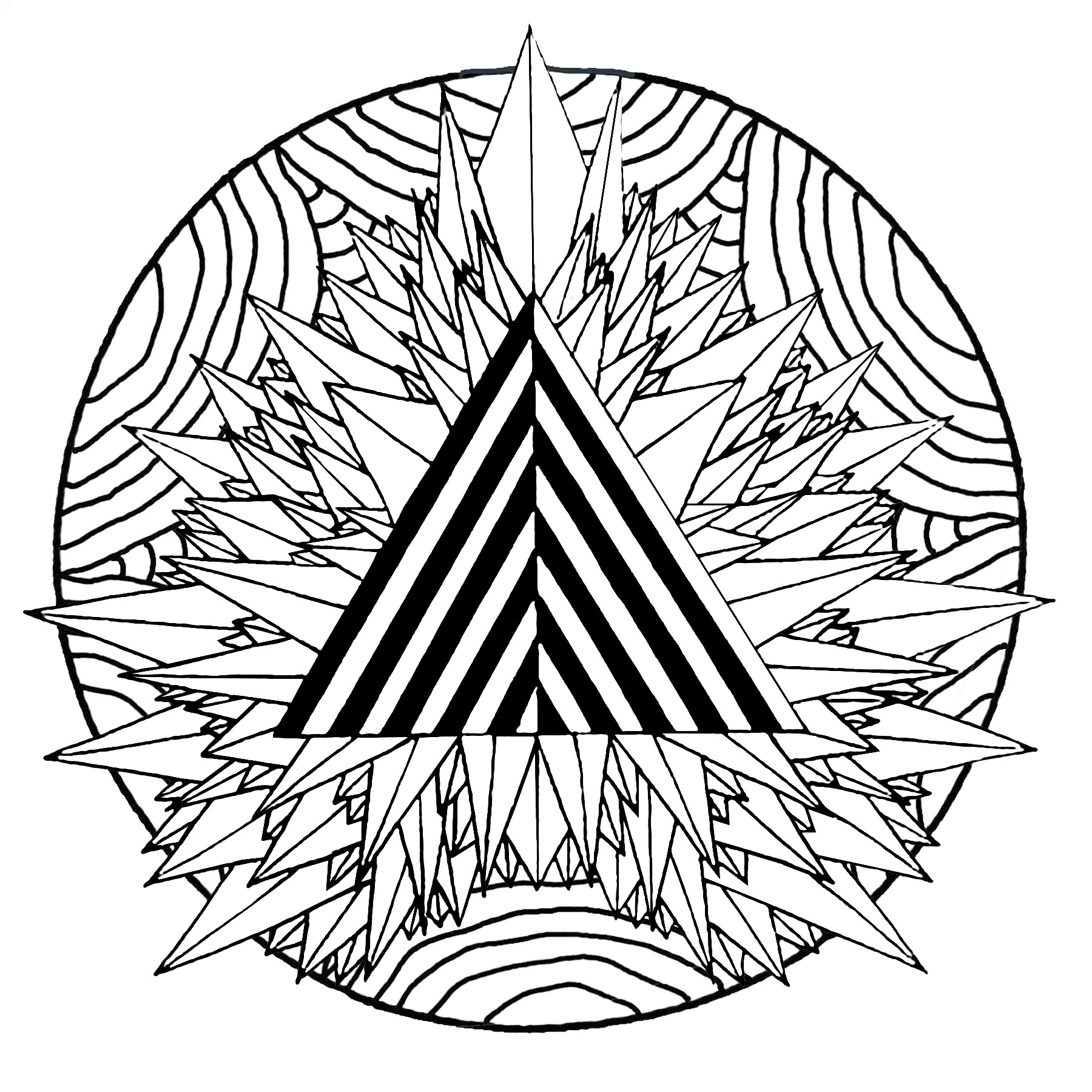 Mystical triangle in a mandala