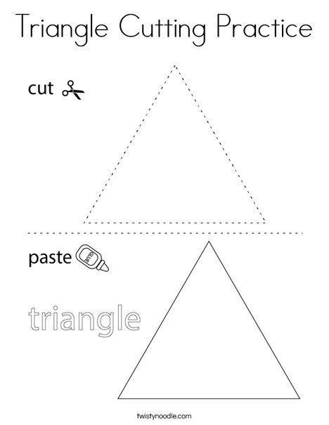 Triangle cutting practice coloring page
