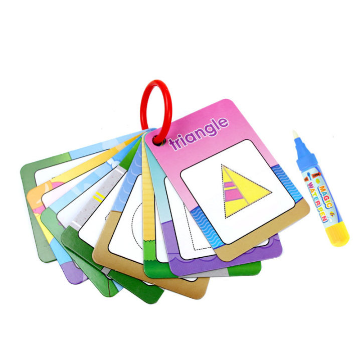 Magic water color flash cards children early learning alphabet number shape cards