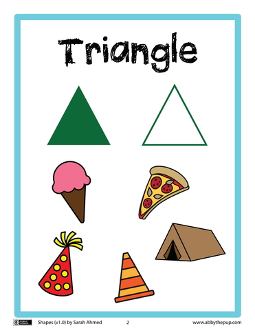 Triangle shapes flash card free printable papercraft templates