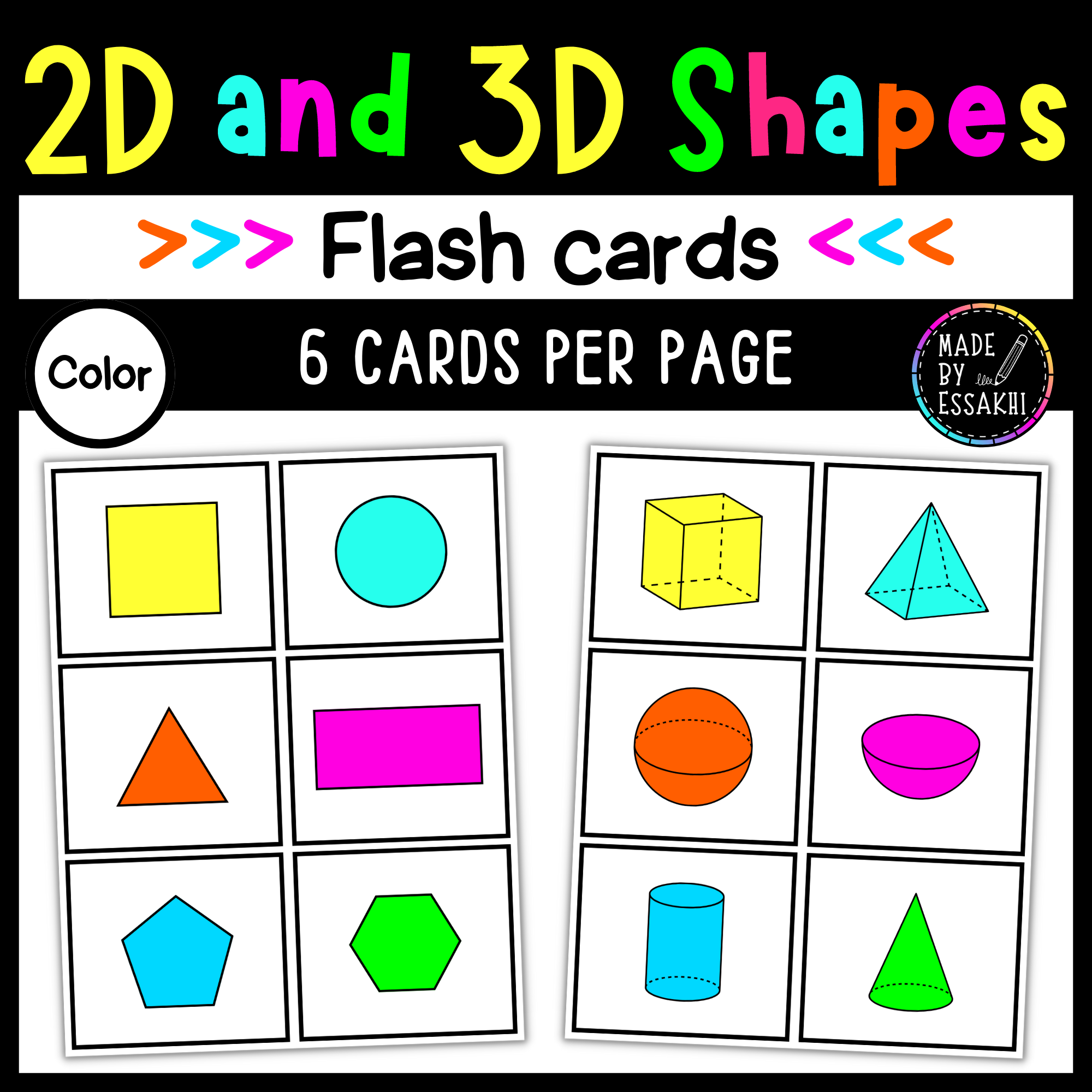 D and d shapes flash cards color made by teachers