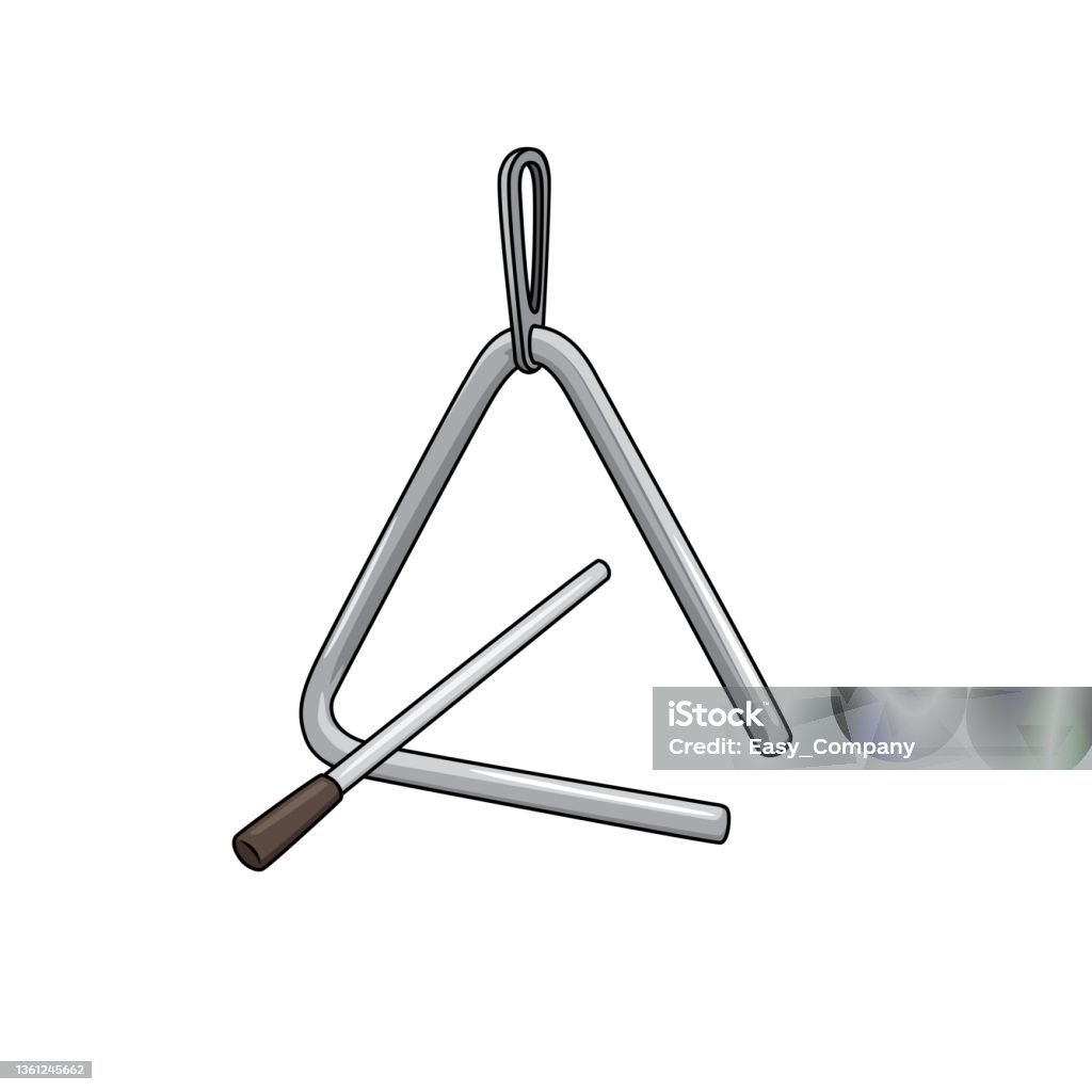 Color vector illustration of childrens activity coloring book pages with pictures of instrument triangle stock illustration