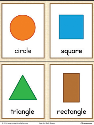 Geometric shapes printable flashcards color