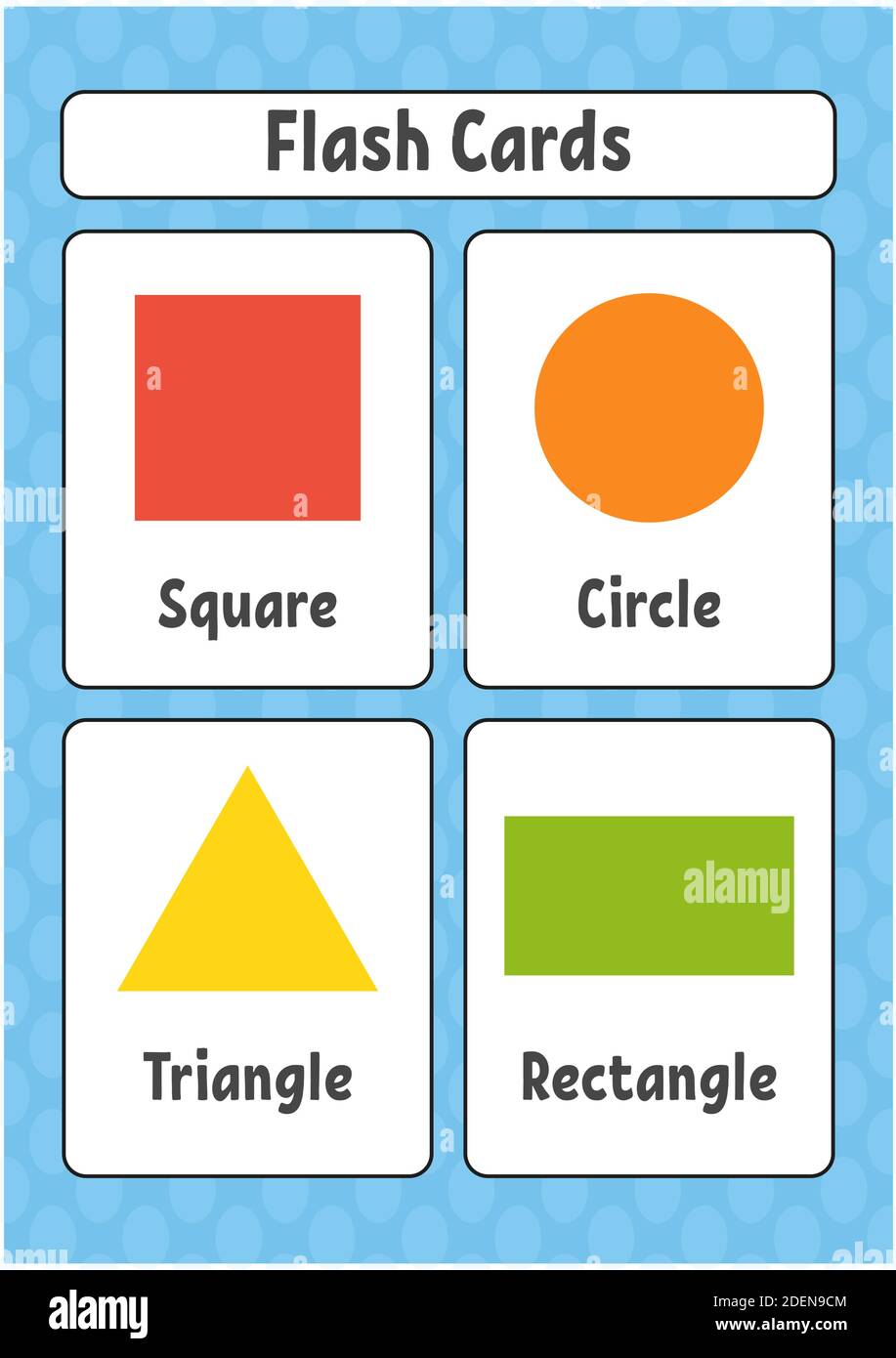 Flash cards learning shapes education developing worksheet activity page for kids color game for children vector illustration cartoon style stock vector image art