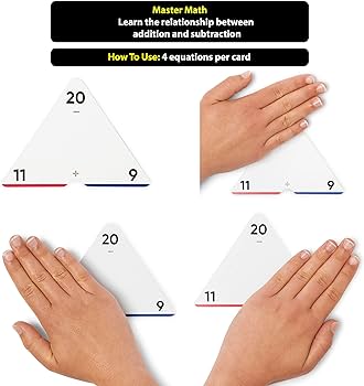 Think tank scholar triangle addition subtraction flash cards set math equations all facts