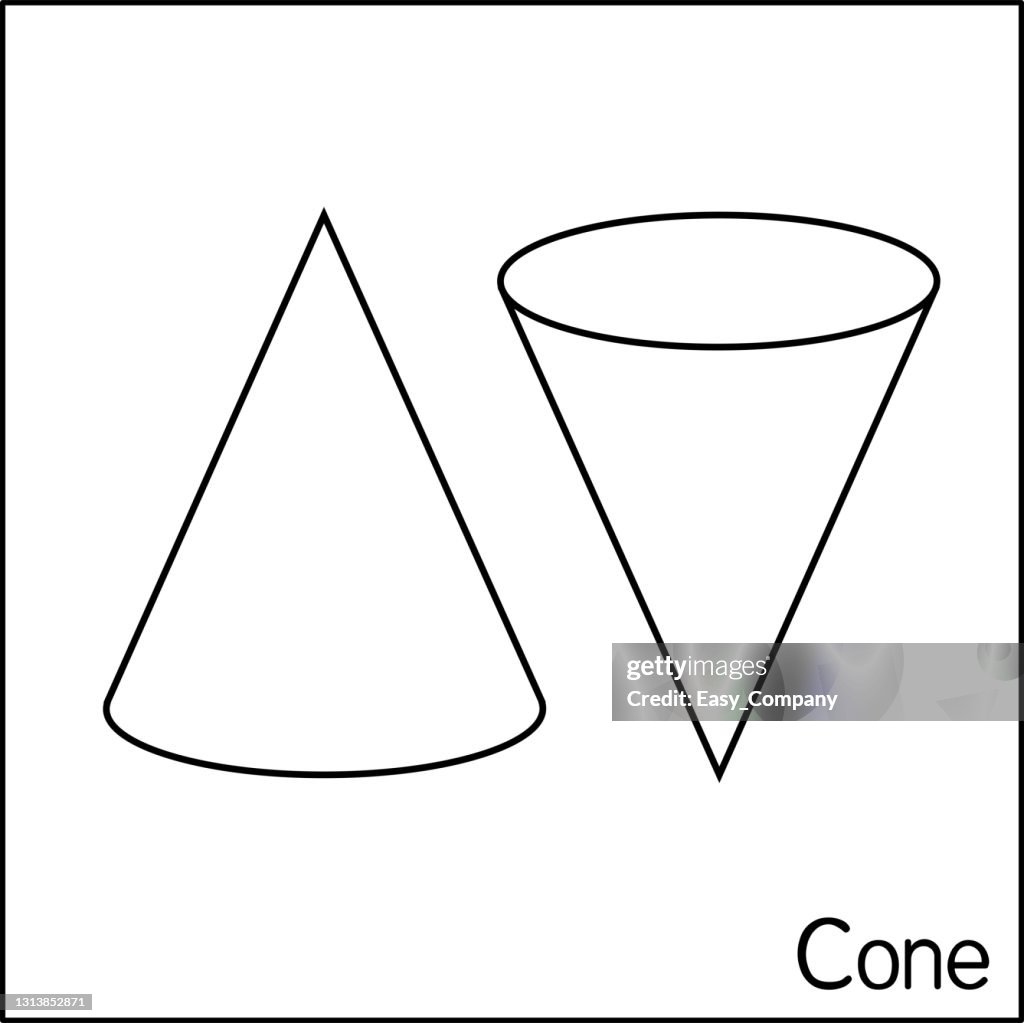 D cone shapes only black and white for preschool coloring parison drawing doodle art project first word book or flash card high