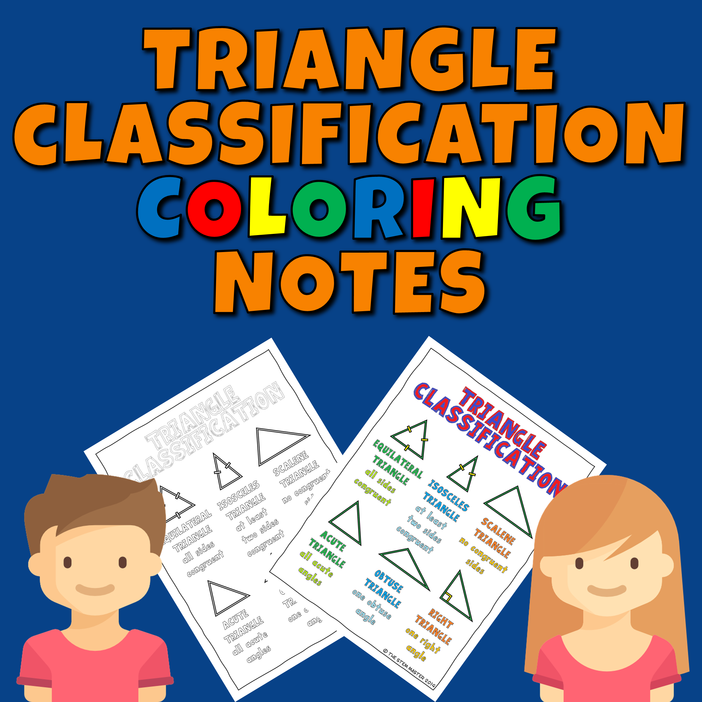 Triangle classification coloring notes made by teachers