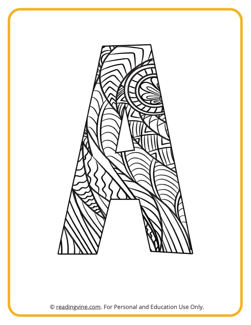 Letter a coloring pages