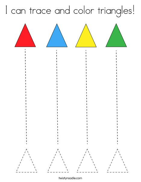 I can trace and color triangles coloring page
