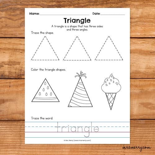 Printable shape tracing worksheets mrs merry