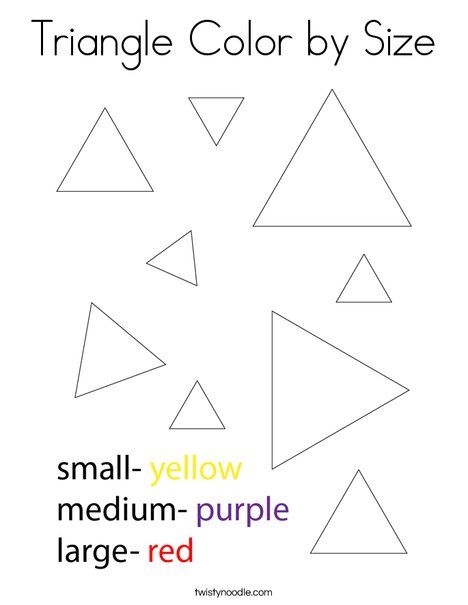 Triangle color by size coloring page