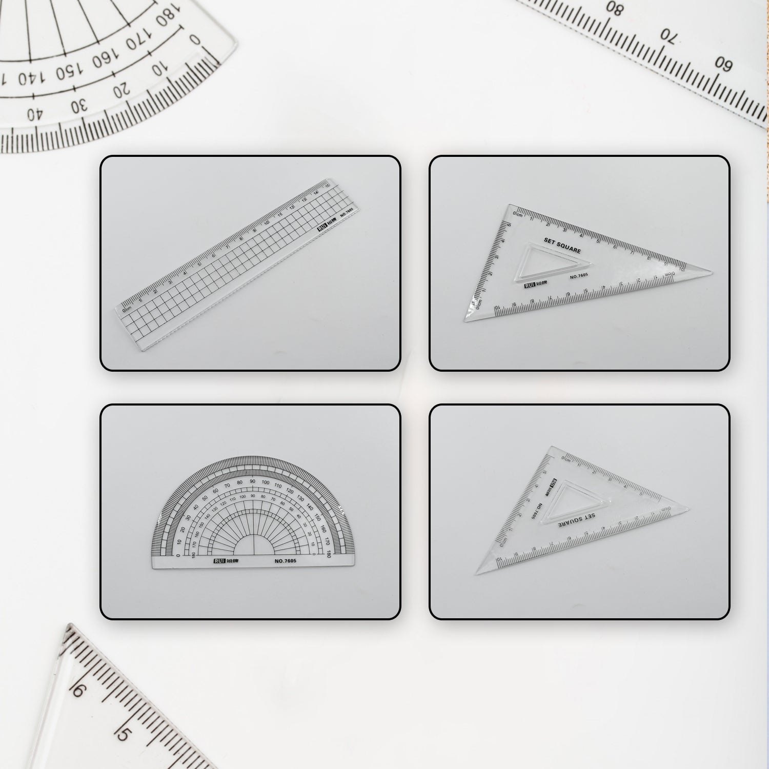 Ath geoetry tool plastic clear ruler sets protractor triangle ath architectural tools pieces uniqbees school stationery ààààà àààààààà