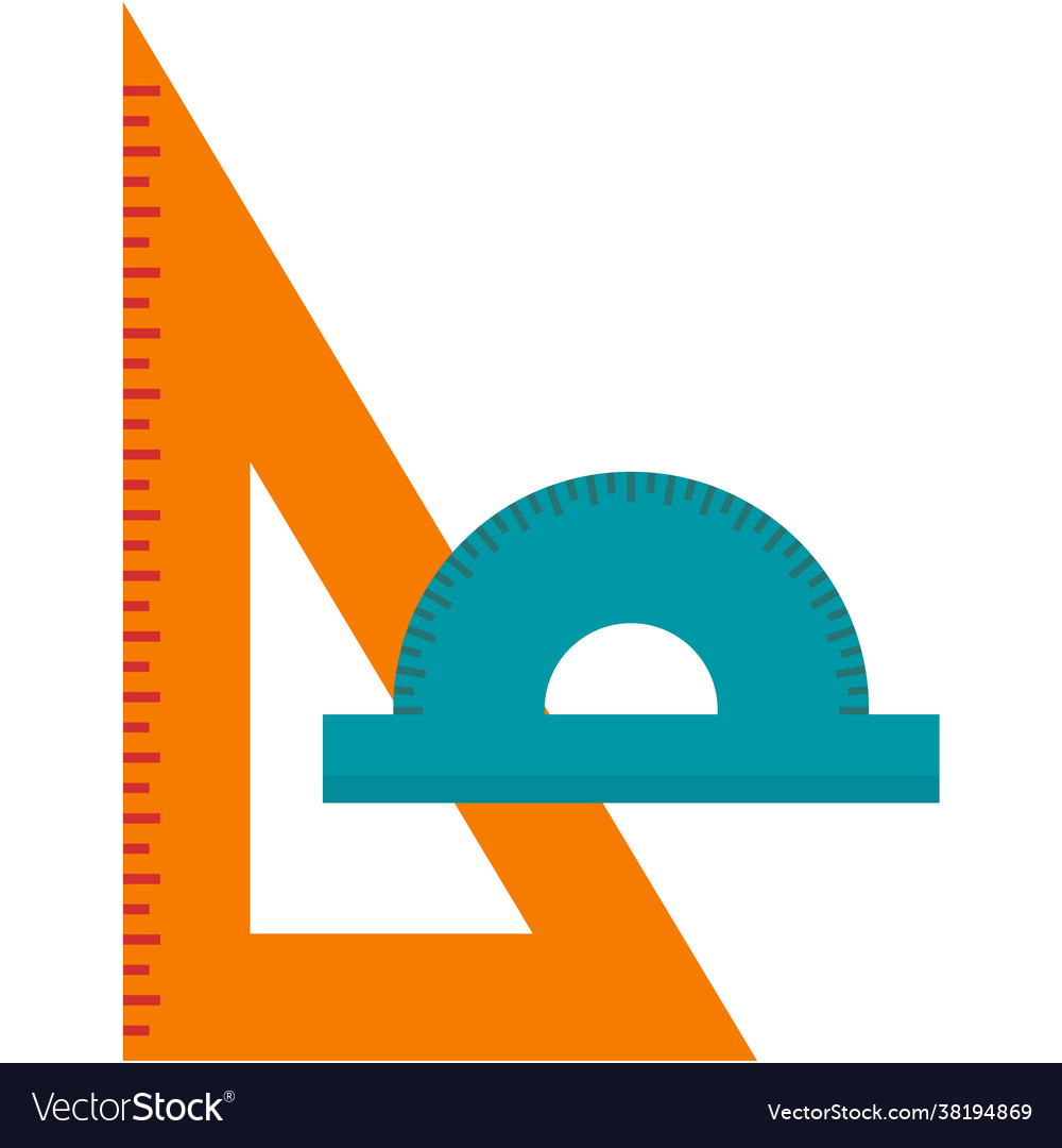 Protractor and triangle ruler school tool vector image