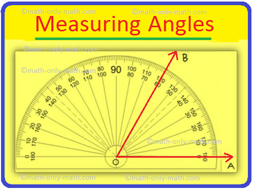 Measuring an angle by a protractor circular semicircular protractor