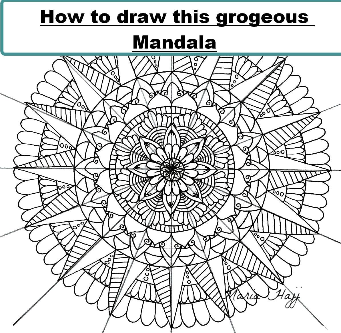 How to draw a detailed mandala with intersected patterns
