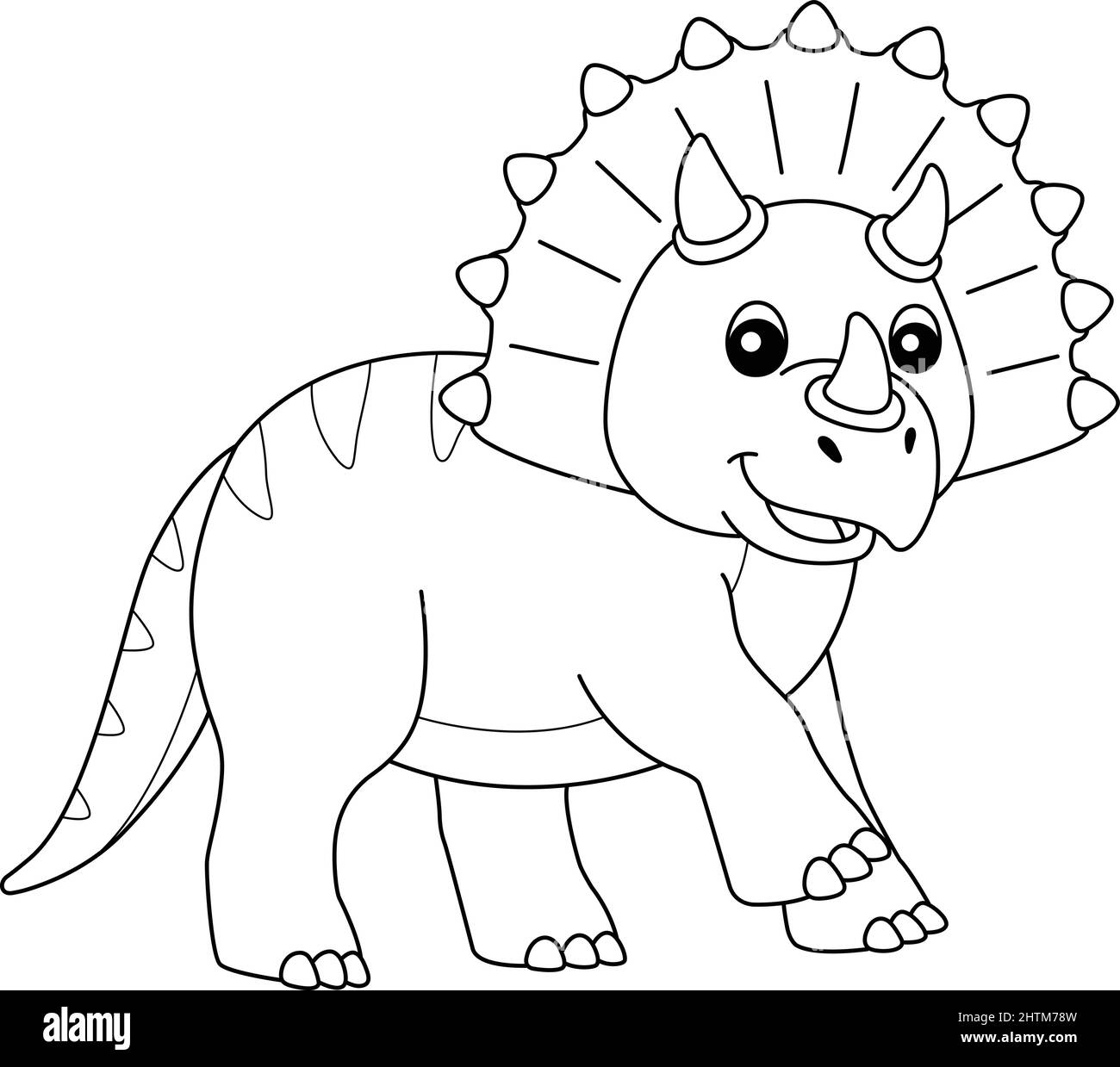 Triceratops coloring isolated page for kids stock vector image art