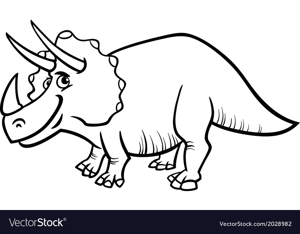 Triceratops dinosaur coloring page royalty free vector image