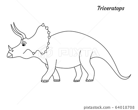 Coloring page outline triceratops dinosaur vector