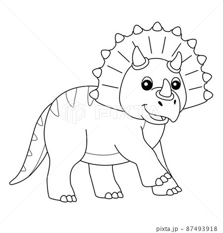 Triceratops coloring isolated page for kids