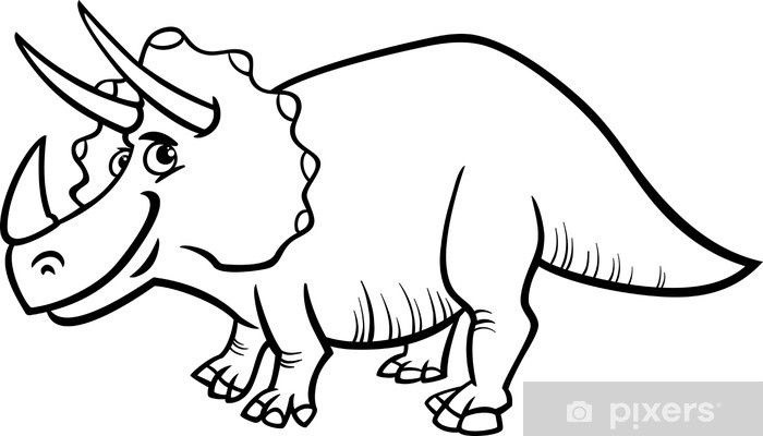 Sticker triceratops dinosr coloring page