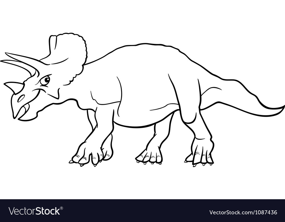 Cartoon triceratops dinosaur for coloring book vector image