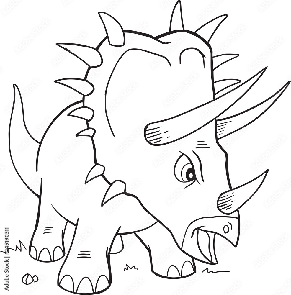 Triceratops dinosaur coloring page vector illustration art vector